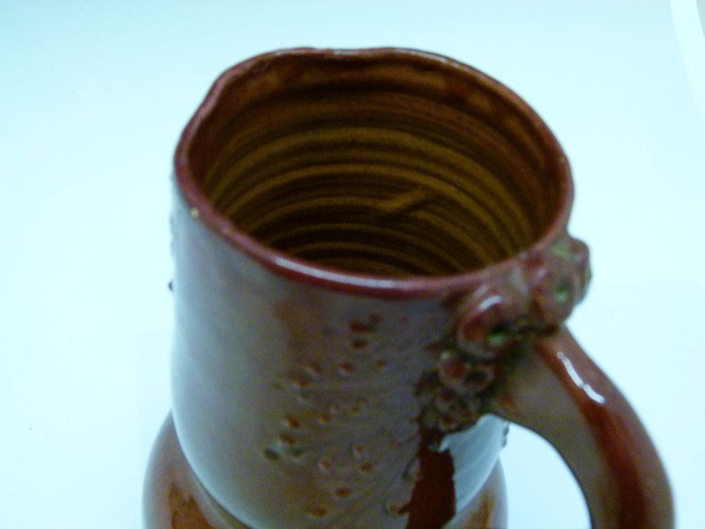 Elton Ware - dated late 19th Century jug, 1882, decorated with foliage on a brown ground, base - Image 5 of 9