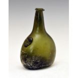 Early to mid 18th Century green glass seal bottle, probably East Midlands circa 1720-40, initialled