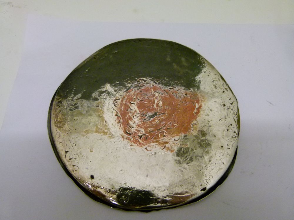 Antique Middle Eastern or Indian white metal card tray, of circular form with central medallion of - Image 5 of 11