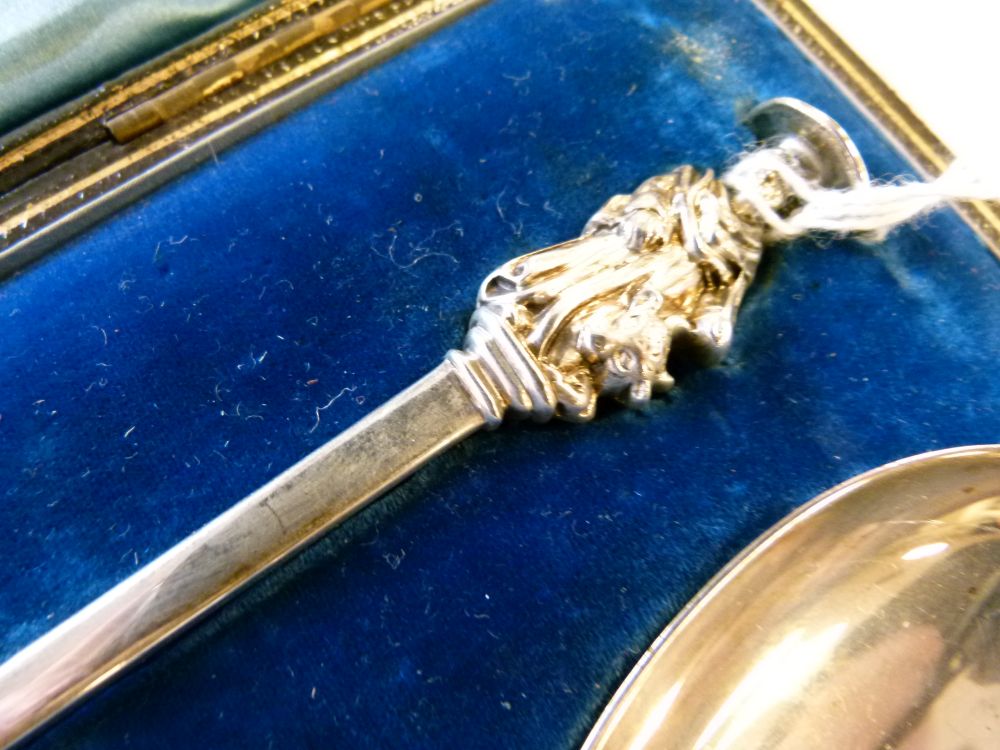 Cased pair of late Victorian seal-top 'Apostle' spoons, each with fig-shaped bowl and cast - Bild 5 aus 8