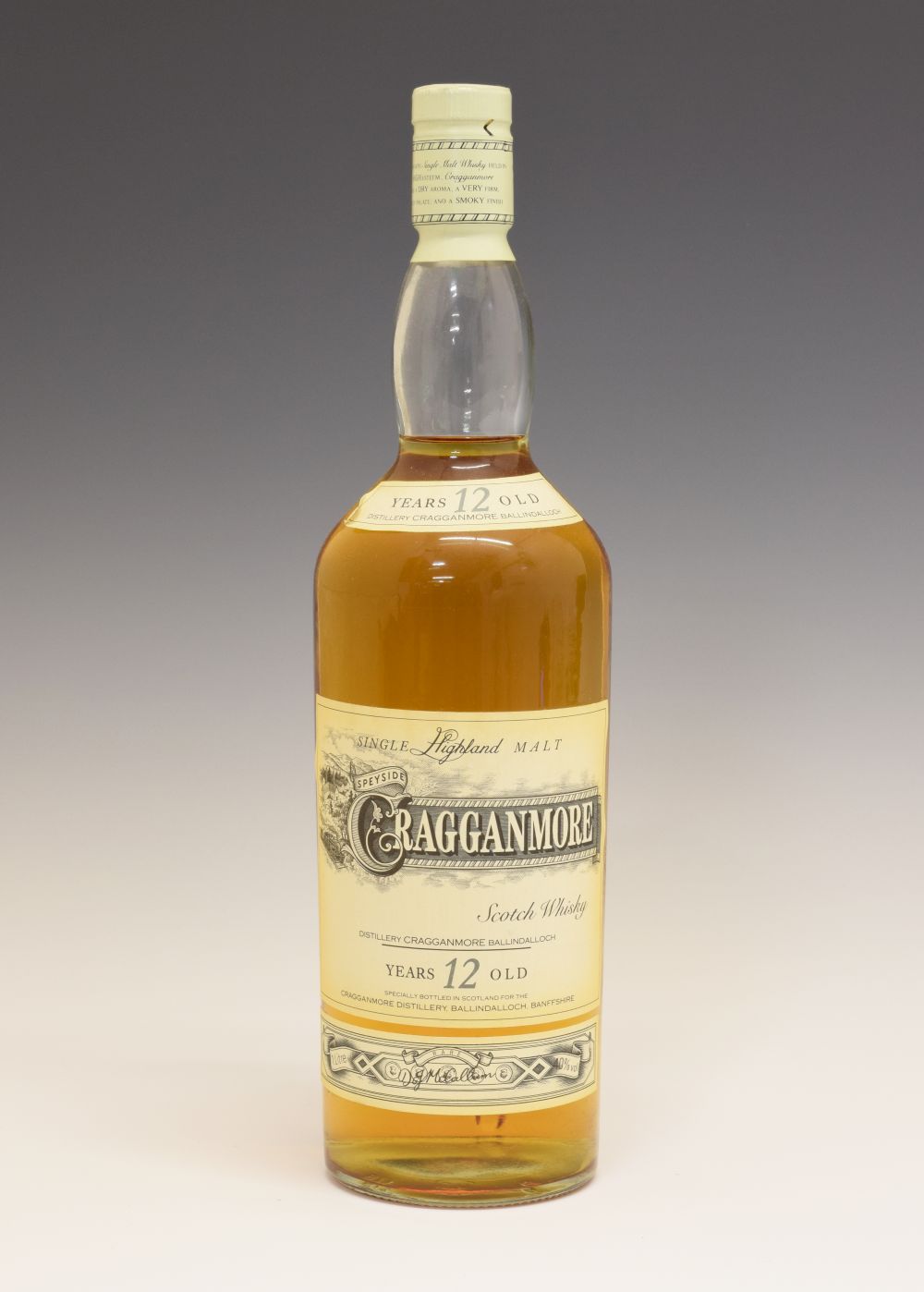 Cragganmore 12 Years Old Single Highland Malt Scotch Whisky, one litre bottle Condition: Seal is