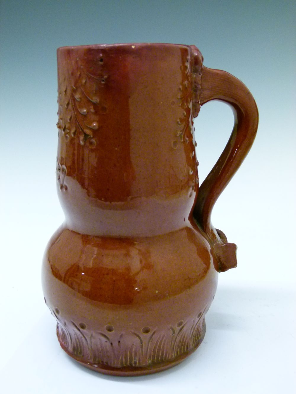 Elton Ware - dated late 19th Century jug, 1882, decorated with foliage on a brown ground, base - Image 2 of 9