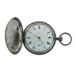 Early Victorian silver full hunter-cased pocket watch, Robert Roskell, Liverpool, white Roman dial