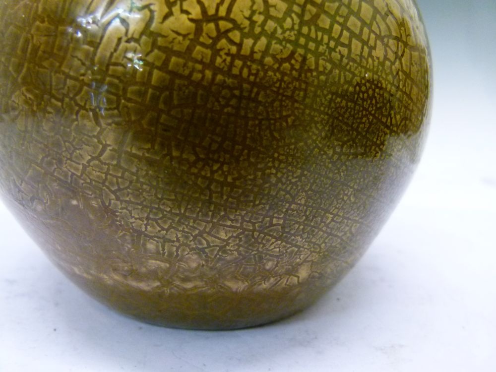 Elton Ware gold/copper crackle baluster vase having a ruffled rim, underside with painted mark, 18cm - Image 7 of 7