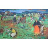 Reg Gammon (1894-1997) - Oil on board - Irish Smallholding with figures (the reverse with