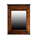 Unusual 19th Century marquetry pier mirror, probably Central European, the frieze inlaid with a