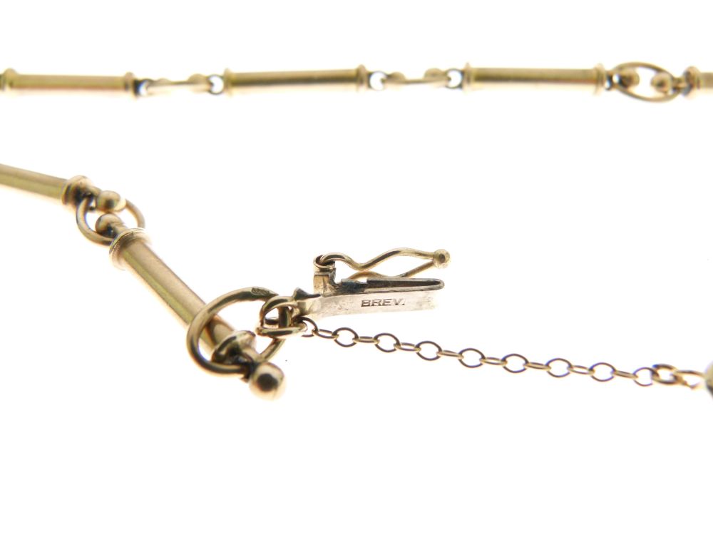 9ct gold baton link chain, to a box clasp with a safety catch, 83cm long, 37g gross Condition: - Image 4 of 5