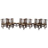 Set of twelve 19th Century Country Chippendale-style mahogany dining chairs, circa 1900, each with