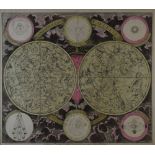 Petrus Schenck - 18th Century coloured print - Planisphaerium Coeleste - a double hemisphere