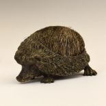 Austrian cold-painted bronze pen-wipe in the form of a hedgehog, retaining some original paint,