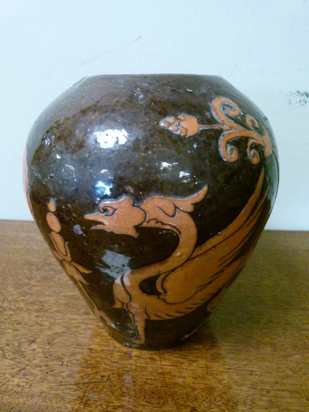 Charles Brannam, Barnstable - Rare mid Victorian dated slipware pottery jar and cover, the domed - Image 2 of 13