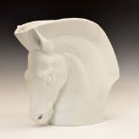 1960's Royal Worcester porcelain vase, modelled as the head of a horse, signed Raohl Schorr, green