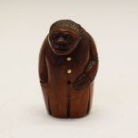 Late 18th/early 19th Century carved coquilla nut novelty snuff box in the form of a gentleman with
