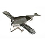 Aviation Interest - Rare George V silver novelty miniature airplane, with rotating propeller,