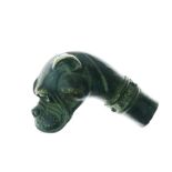 19th/early 20th Century cast walking stick or cane handle modelled as the head of a dog of Boxer