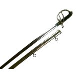 British 1821 pattern Light Cavalry officer's sword, with three bar steel plated basket hilt, wire