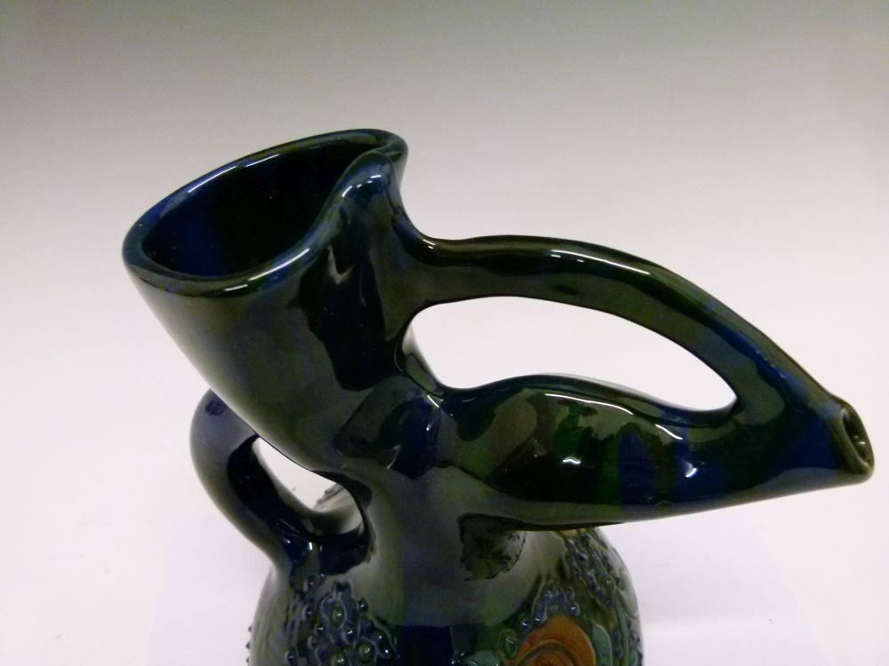 Elton Ware jug, with stylised spout, having foliate decoration on a green and blue ground, mark to - Image 8 of 8