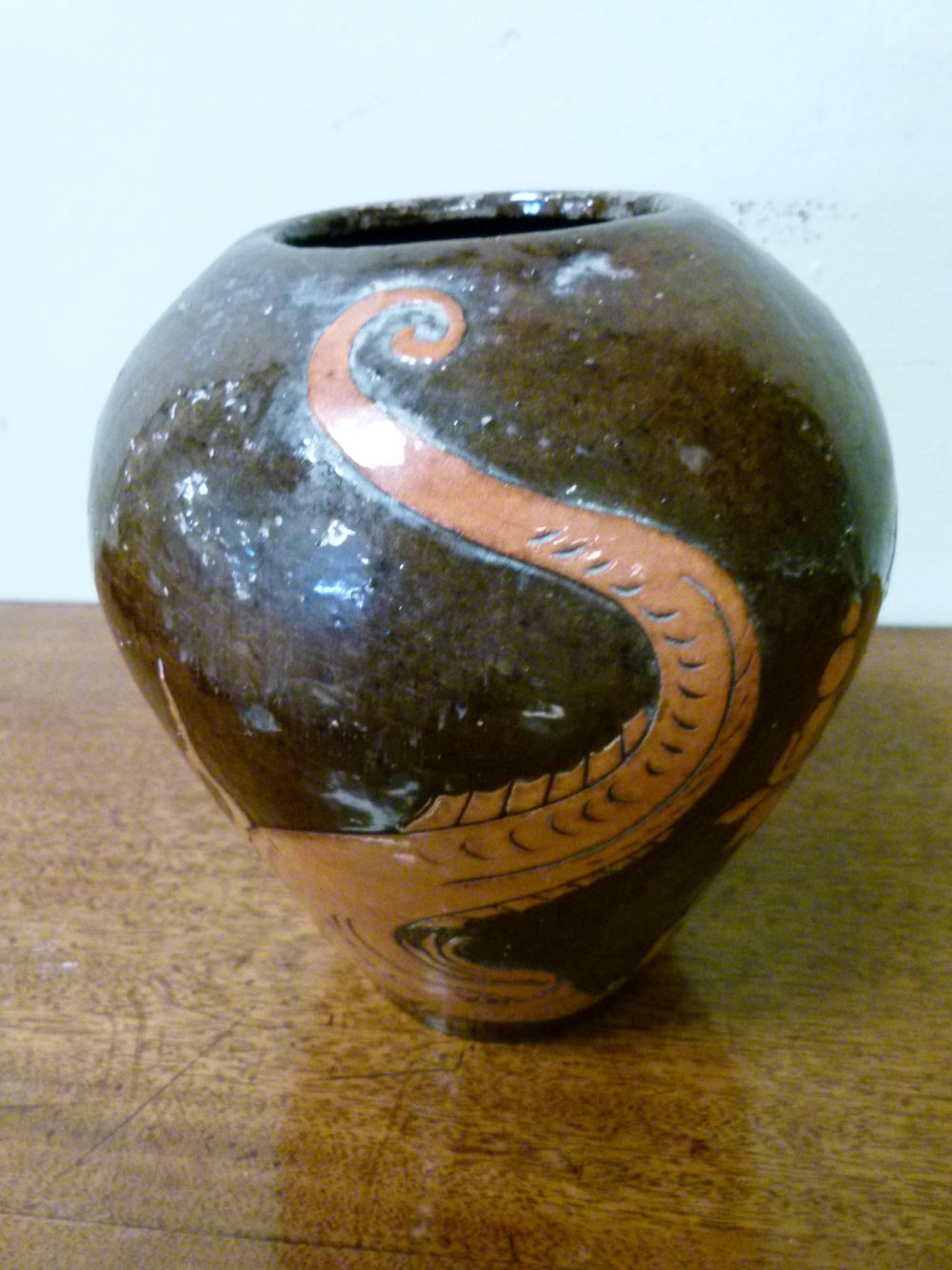 Charles Brannam, Barnstable - Rare mid Victorian dated slipware pottery jar and cover, the domed - Image 5 of 13