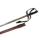 British pattern 1827 rifle brigade officer's sword, straight fullered blade, 32.5" etched with