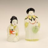 Two Royal Worcester porcelain candle snuffers, Mandarin, and Japanese Girl, the larger 9cm high (