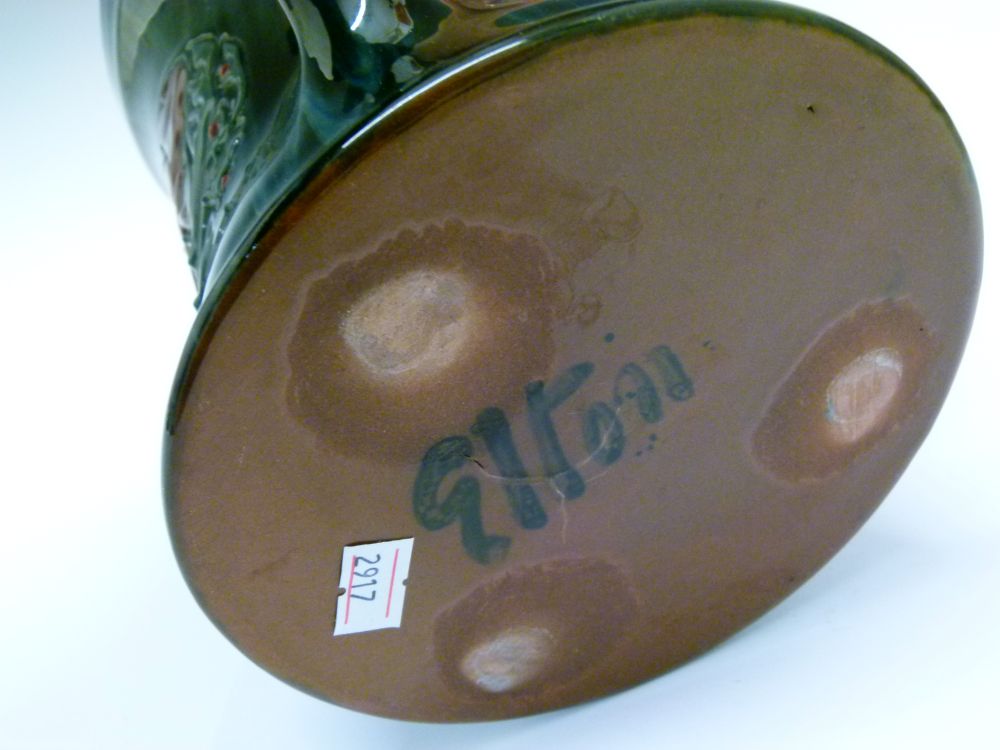 Elton Ware tyg, decorated with foliage, on a mottled green and blue ground, base with painted - Image 5 of 5