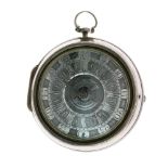 Early to mid 18th Century pair-cased pocket watch, Sam. Berry, London, circa 1730, the silvered dial