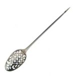 Mid 18th Century silver mote spoon, sterling and sponsors marks only, for John Lampfert, 13.8cm