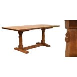 Workshop of Robert Thompson of Kilburn North Yorkshire - A Mouseman refectory-style dining table,