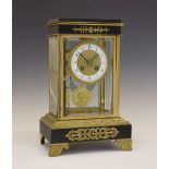 Late 19th/early 20th Century French four-glass mantel clock, the dial with white Arabic chapter ring