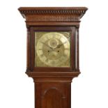 George III oak-cased eight-day brass dial longcase clock, Wilks, Wolverton, the 12-inch square brass