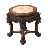 Early 20th Century Chinese or Burmese marble-topped hardwood occasional table or vase stand, with