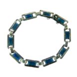 Art Nouveau enamel bracelet, in the style of J. Fenton, unmarked, silver coloured metal, 20.4cm long