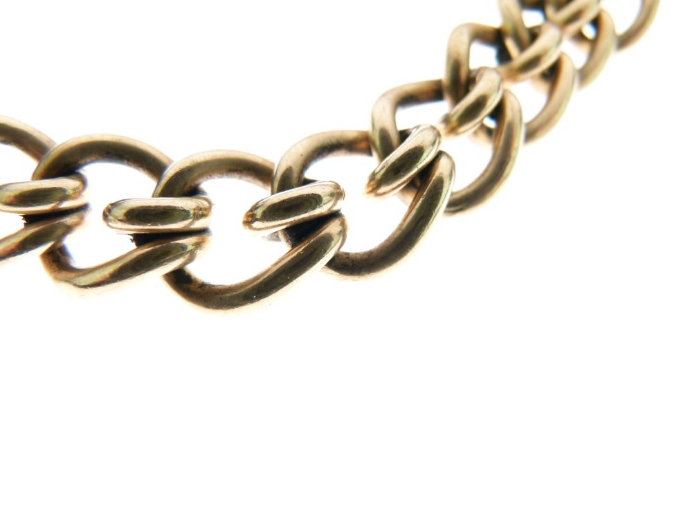 9ct gold bracelet, of solid curb link links, 21.5cm long, 43g gross Condition: Links approx 12mm - Image 3 of 4