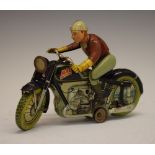 Post Second World War Arnold Mac 700 tin plate clockwork motorcycle made in the US Zone (Allied