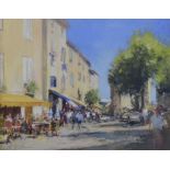 Robert 'Bob' Richardson (1938-) - Pastel - South of France café scene, signed lower left, 25cm x