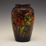 Moorcroft Pottery - large flambé-glazed Orchid pattern ovoid vase, with impressed and painted