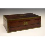 Regency Campaign-style brass-bound rosewood 'Tompson Patent' writing box or lap desk, the hinged