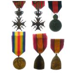 Group of six Belgium First World War Medals comprising Yser Medal October 1914, Croix de Guerre with