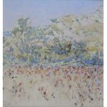 Diana Armfield RA (b.1920 -) - Pastel - Millet crop below Les Alpilles, exhibited at RWA Bristol,