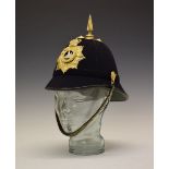 Queen Elizabeth II bandsman blue cloth spiked helmet of The Gloucestershire Regiment, gilt badge and