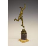 19th Century 'Grand Tour' souvenir bronze figure of Mercury or Hermes, with winged helmet and heels,