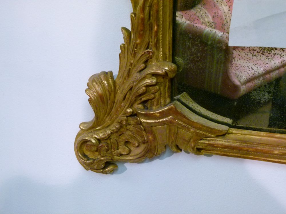 20th Century Chippendale Revival giltwood and gesso wall mirror, the plain plate within foliate - Bild 2 aus 11