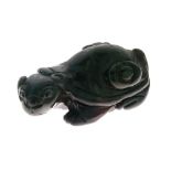 Japanese carved black coral (umimatsu) figure of a turtle or minogame, 9cm long, 190g approx
