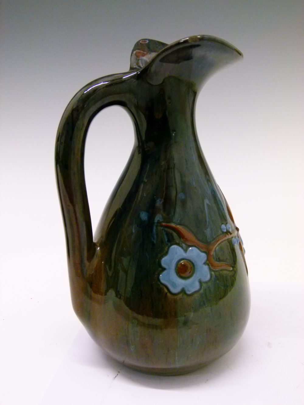 Two small Elton Ware jugs, both with foliate decoration, one being on a blue/brown ground, the other - Image 3 of 7