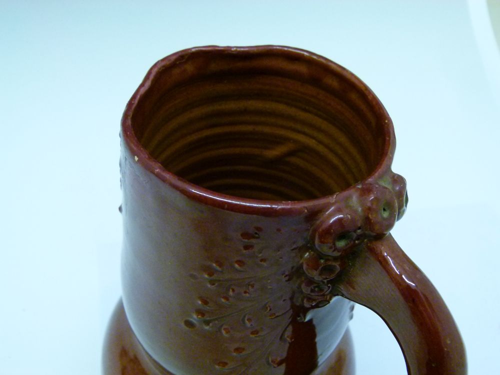 Elton Ware - dated late 19th Century jug, 1882, decorated with foliage on a brown ground, base - Image 6 of 9