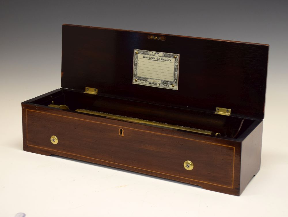 Nicole Freres a Genève - Late 19th Century inlaid mahogany musical box, the 13-inch barrel and