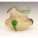 Early 20th Century Art Nouveau iridescent glass vase in the manner of Loetz, having a three-lobed