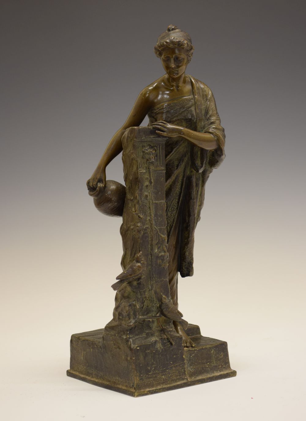 Andor Ruff (Hungarian, 1885-1951) - Early 20th Century cast patinated bronze of a female water