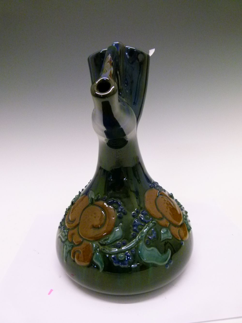 Elton Ware jug, with stylised spout, having foliate decoration on a green and blue ground, mark to - Image 2 of 8