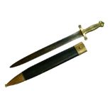 French model 1831 Infantry short sword, cast brass hilt with grooved grip, double edged leaf